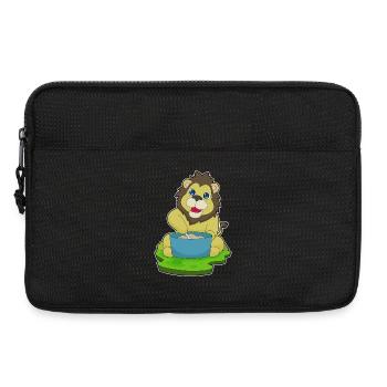 Löwe Koch Kochtopf Kochen - Laptoptasche 13" - Schwarz - Vorne
