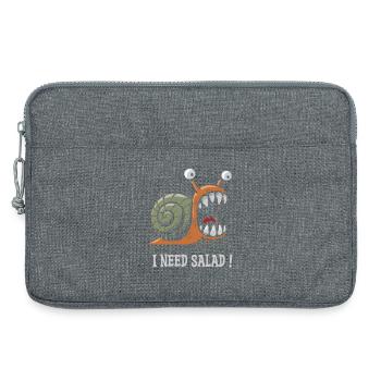 escargot , j'ai besoin de salade ! - Sacoche pour ordinateur portable 13 pouces - gris chiné - Devant