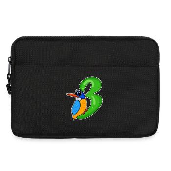 3ème anniversaire motif martin-pêcheur - trois ans - Sacoche pour ordinateur portable 13 pouces - noir - Devant