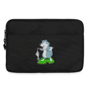 Wolf Angler Fisch Angeln - Laptoptasche 13" - Schwarz - Vorne