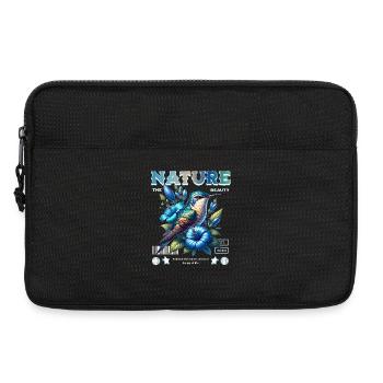 Colibri bleu avec fleurs Art de la nature - Sacoche pour ordinateur portable 13 pouces - noir - Devant