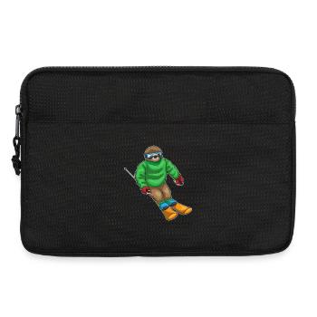Faultier Skifahrer Ski - Laptoptasche 13" - Schwarz - Vorne