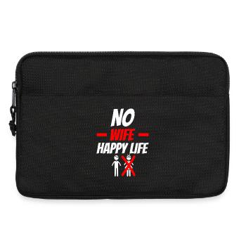 No Wife Happy Life Lustiger Spruch - Laptoptasche 13" - Schwarz - Vorne
