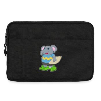 Elefant Surfen Surfbrett Sommer - Laptoptasche 13" - Schwarz - Vorne