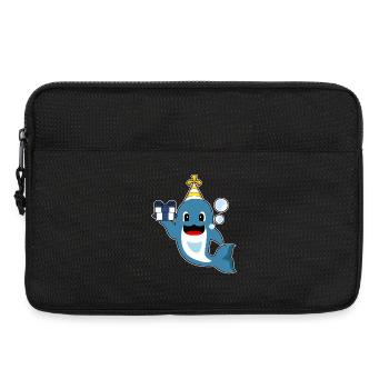 Chapeau de fête d’anniversaire dauphin - Sacoche pour ordinateur portable 13 pouces - noir - Devant