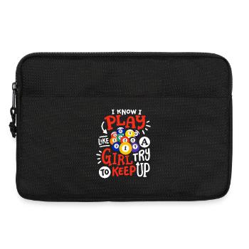 Poolspielerin Mädchen Billard - Laptoptasche 13" - Schwarz - Vorne