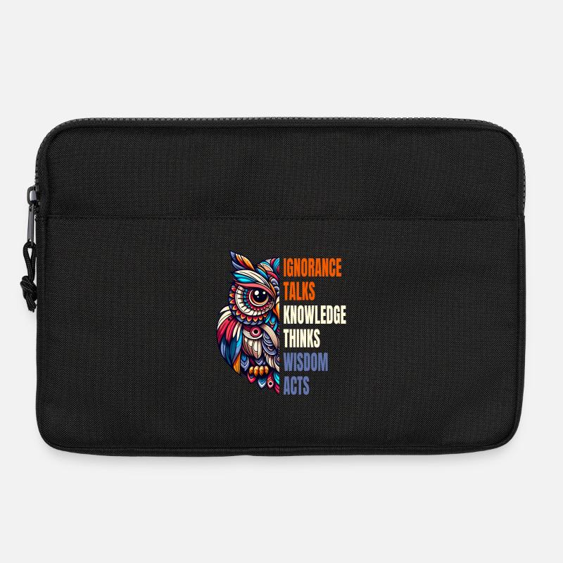 Abstrakte Eule Philosophie Weisheit Wissen Spruch - Laptoptasche 13" - Schwarz