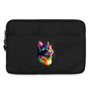 Katze Bunt Regenbogen Farben Popart Cat Mom Katzen - Laptoptasche 13" - Schwarz - Vorne