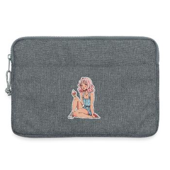 Fille de crème glacée - Sacoche pour ordinateur portable 13 pouces - gris chiné - Devant