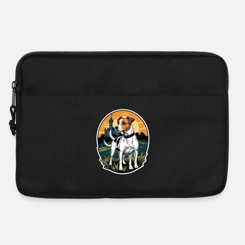 Beagle vor Schloss im Sonnenuntergang - Laptoptasche 13" - Schwarz