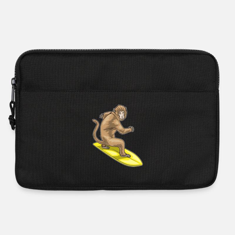 Affe Surfer Surfbrett - Laptoptasche 13" - Schwarz