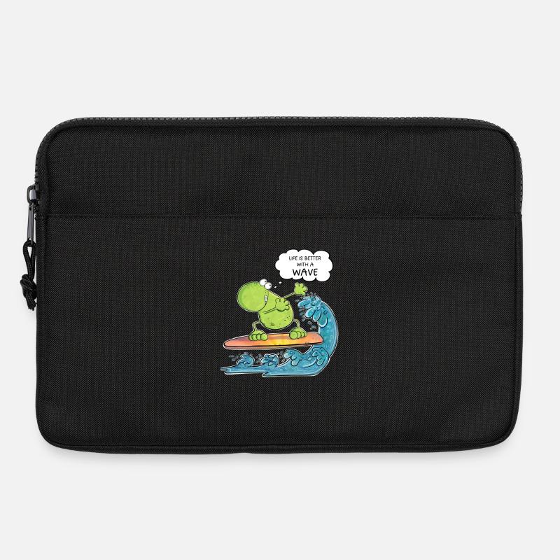 Life Is Better With A Wave Surfer Frosch Surfen - Laptoptasche 13" - Schwarz