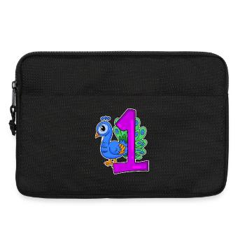 Number 1 Number One - Blue Peacock Motif - Laptop bag 13" - black - Front