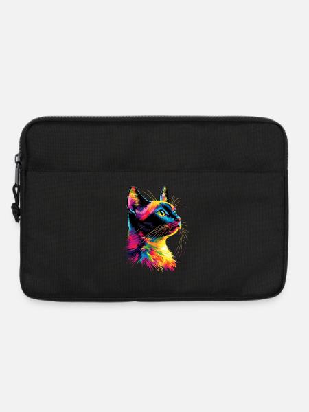 Katze Bunt Regenbogen Farben Popart Cat Mom Katzen - Laptoptasche 13" - Schwarz