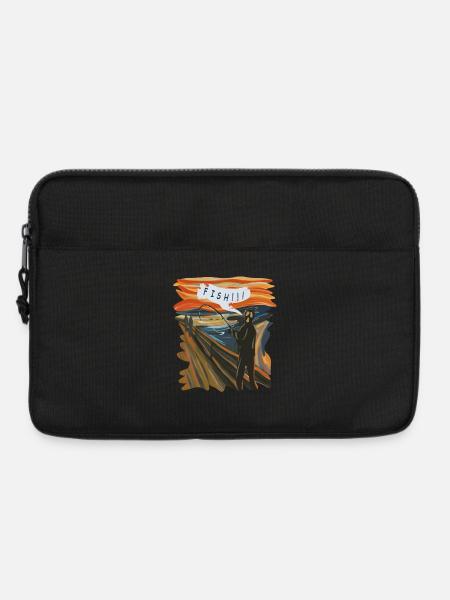 Fangrafik eines Anglers bei Sonnenuntergang - Laptoptasche 13" - Schwarz