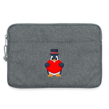 Penguin Groom Heart Wedding - Laptop bag 13" - heather grey - Front