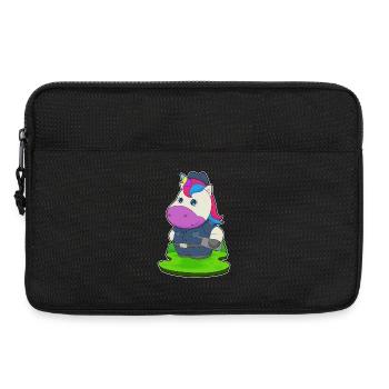 Einhorn Polizist Mikrofon Polizei - Laptoptasche 13" - Schwarz - Vorne