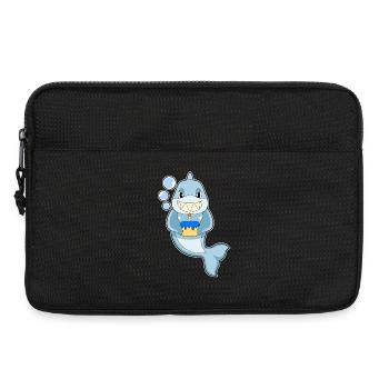 Gâteau d’anniversaire de requin - Sacoche pour ordinateur portable 13 pouces - noir - Devant