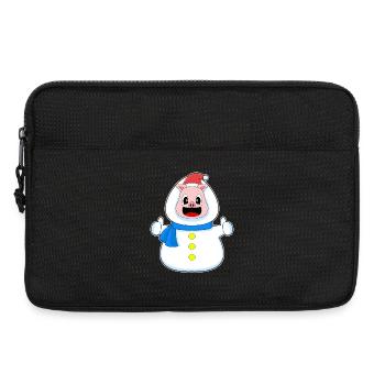 Schwein Weihnachten Schneemann - Laptoptasche 13" - Schwarz - Vorne