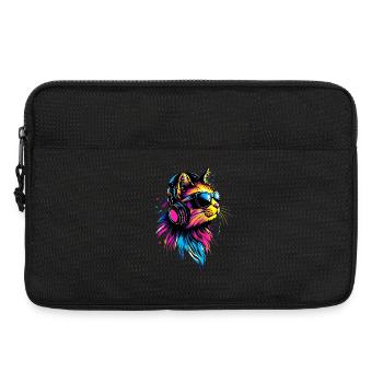 Katze Sonnenbrille Kopfhörer Musik Bunt DJ Katzen - Laptoptasche 13" - Schwarz - Vorne