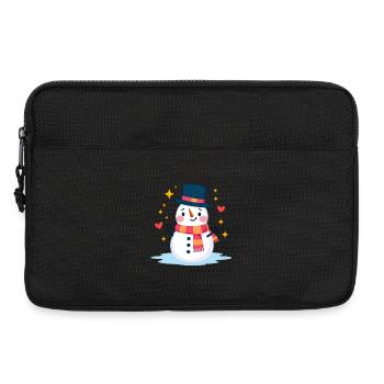 Süßer Schneemann mit Zylinder Festliche Weihnachtsstimmung - Laptoptasche 13" - Schwarz - Vorne