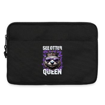 See Otter Queen – Otter with crown and sunglasses - Laptop bag 13" - black - Front