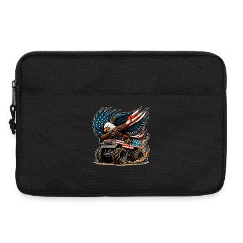 Patriotischer Adler auf Monstertruck - Laptoptasche 13" - Schwarz - Vorne