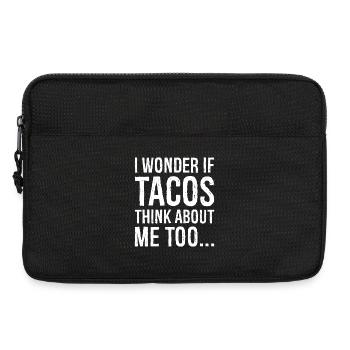 Ich frage mich, ob Tacos an mich denken Zu lustiges Shirt - Laptoptasche 13" - Schwarz - Vorne