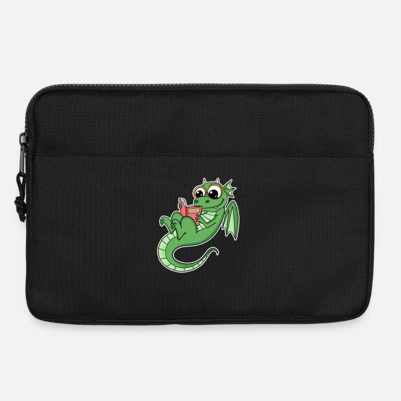 Drache Bücher Buch Lesen - Laptoptasche 13" - Schwarz