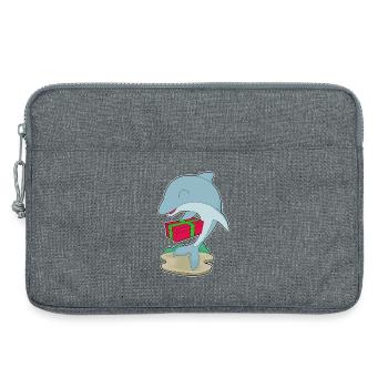 Forfait Noël Dauphin - Sacoche pour ordinateur portable 13 pouces - gris chiné - Devant