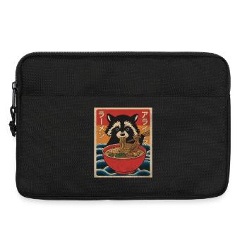 Kawaii Raton laveur Ramen Drôle Japonais Anime - Sacoche pour ordinateur portable 13 pouces - noir - Devant