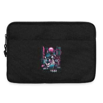 Cyberpunk Neon Tiger Futuristic Design - Laptop bag 13" - black - Front