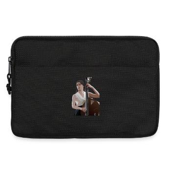 Elegante Kontrabassspielerin im Fokus der Musik - Laptoptasche 13" - Schwarz - Vorne