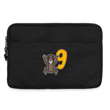 9ème anniversaire motif singe - 9 ans - Sacoche pour ordinateur portable 13 pouces - noir - Devant