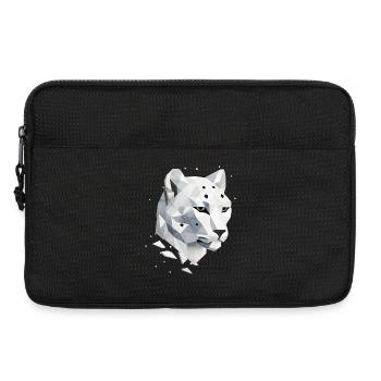 Geometrischer Schneeleopard – Eleganz der Wildnis - Laptoptasche 13" - Schwarz - Vorne