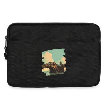 Nilpferd Retro - Laptoptasche 13" - Schwarz - Vorne