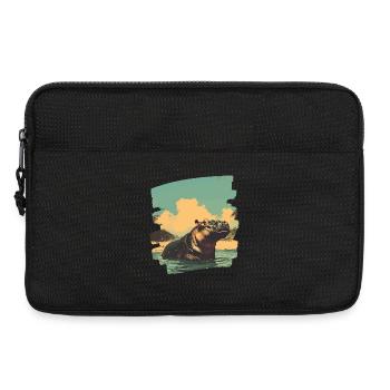 Nilpferd Retro - Laptoptasche 13" - Schwarz - Vorne
