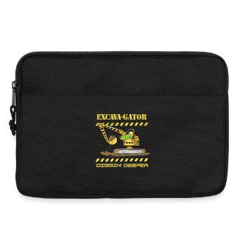 Amusant chantier excavatrice crocodile dire jeu de mots - Sacoche pour ordinateur portable 13 pouces - noir - Devant