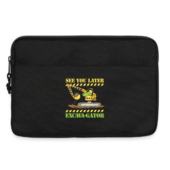 Construction Site Excavator Crocodile Saying Pun - Laptop bag 13" - black - Front