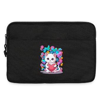 Chat Printemps Fleurs Coeur Enfants Bébé Chaton - Sacoche pour ordinateur portable 13 pouces - noir - Devant