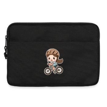 Femme cycliste style dessin animé - Sacoche pour ordinateur portable 13 pouces - noir - Devant