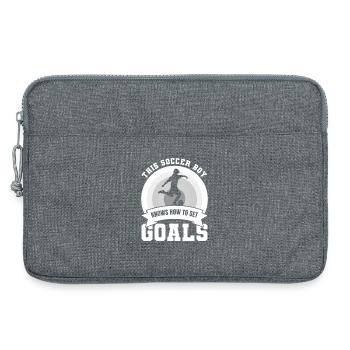 Garçon de football - Sacoche pour ordinateur portable 13 pouces - gris chiné - Devant