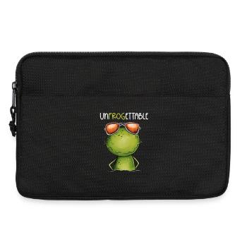 Grenouille cool avec des lunettes et un jeu de mots - Sacoche pour ordinateur portable 13 pouces - noir - Devant