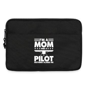 I'm a mom and a pilot nothing scares me - Laptop bag 13" - black - Front