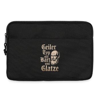 Geiler Typ Mit Bart & Glatze Glatzkopf Bartträger - Laptoptasche 13" - Schwarz - Vorne