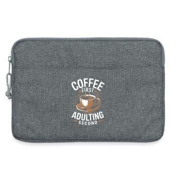 Coffee Coffee First Adulting Second Office Saying - Laptop bag 13" - heather grey - Front