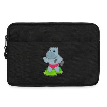 Hippopotamus Bodybuilder Dumbbell Bodybuilding - Laptop bag 13" - black - Front