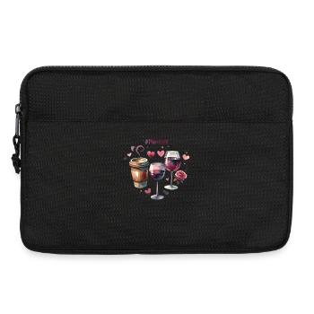 MomLife Coffee Wine Heart Watercolor Mother's Day - Laptop bag 13" - black - Front