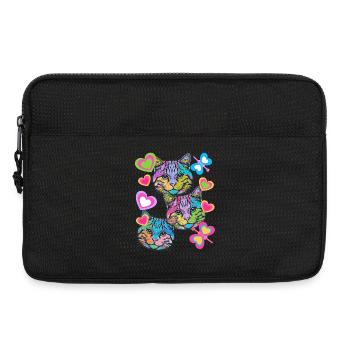 Cats Cat Retro Butterflies Heart Vintage - Laptop bag 13" - black - Front