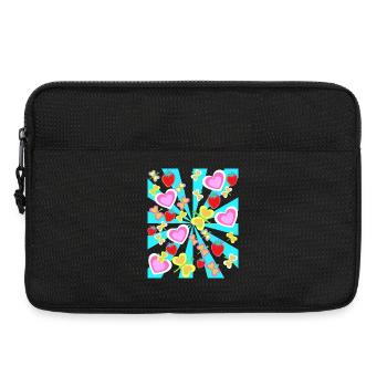 Retro Sommer Erdbeeren Herz Schmetterlinge Natur - Laptoptasche 13" - Schwarz - Vorne